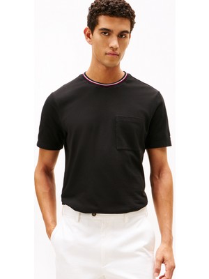 Tommy Hilfiger Siyah Erkek T-Shirt MW0MW41472BDS_RWB Pocket Pıque Tee