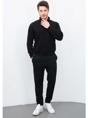 Erkek 2'li Takım Yarım Fermuarlı Sweatshirt Pantolon