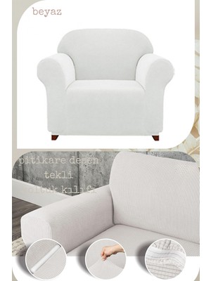 UY STYLE Likrali Tekli Koltuk Kılıfı ,esnekli Lastikli Koltuk Örtüsü Pitikare Desen Tek Kişilik