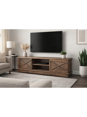 Boz Yapı Dekorasyon Mert %100 Doğal Ahşap Tv Ünitesi