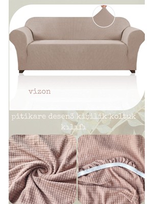 UY STYLE Likrali Koltuk Kılıfı ,esnekli Lastikli Koltuk Örtüsü Pitikare Desen 3kişilik