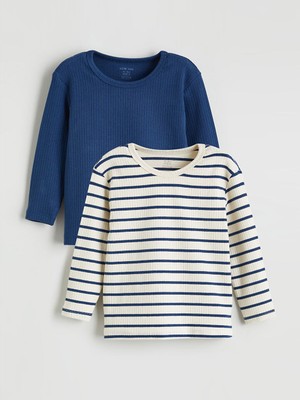 Lcw Ekru Bisiklet Yaka Çizgili Erkek Bebek Tişört 2'li