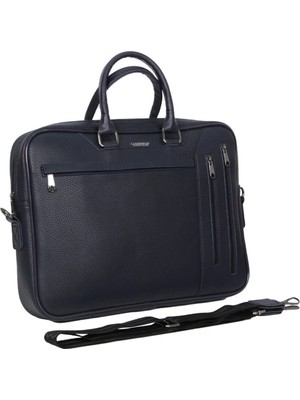 Elit Cambridge Polo Suni Deri Evrak Çantası Lacivert