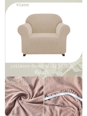 UY STYLE Likrali Tekli Koltuk Kılıfı ,esnekli Lastikli Koltuk Örtüsü Pitikare Desen Tek Kişilik