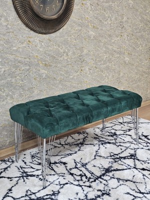 Sevinç Mobilya Krom Tel Ayaklı 90 cm Puf Bench - Puf - Bench - Kasalı Oturak - Oturak - Yatak Ucu Puf