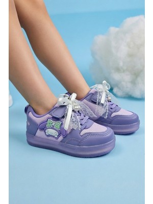 Nstil Kız Çocuk Inci Kurdele Detaylı Cırtlı Günlük Rahat Hafif Spor Ayakkabı 300