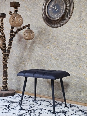 Sevinç Mobilya Siyah Sivriltmel Ayaklı 60 cm Puf Bench - Puf - Bench - Oturak - Mutfak Oturağı - Antre Oturağı