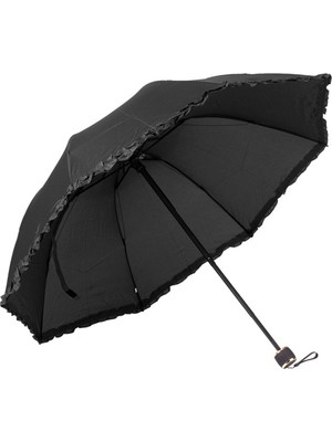 Normadia Siyah Çiçek Açan Kadın Şemsiye, Zarif ve Su Geçirmez Tasarım