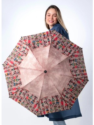 Normadia Desenli 8 Telli Rüzgara Dayanıklı Şemsiye, Şık ve Kullanışlı Tasarım