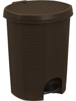 Norino Sağlam Plastik Damla Pedallı Çöp Kovası 2 Nolu Iç Kovalı (11 Lt) Kahverengi