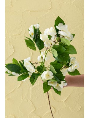 Güleç Yapay Çiçek Yapay Lux Menekşe Dalı Kırık Beyaz 80 cm 5 Yaprak