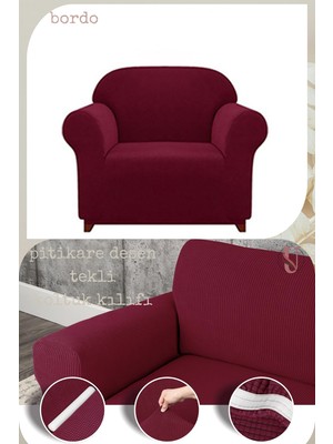 UY STYLE Likrali Tekli Koltuk Kılıfı ,esnekli Lastikli Koltuk Örtüsü Pitikare Desen Tek Kişilik