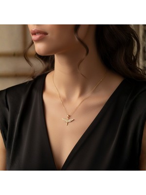 Zirkon Taşlı Melek Kanadı Kılıç Kolye