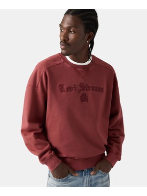 Levi's Erkek Grafik Desenli Bisiklet Yaka Bordo Sweatshirt - 005PK-0002