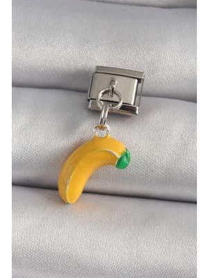 Renklime 316L Çelik Gümüş Renk Sallantı Muz Model Nomination Charm