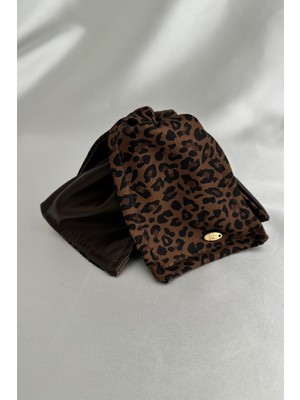 Modex Leopar ve Deri Detay Üçgen Şekil Tasarım Kıskaç Toka (14CM)