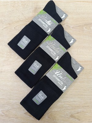 Ünlü Çorap Diabetik Çorap Sıkmayan Boğazlı Siyah 3 Çift