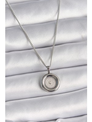 Renklime 316L Çelik Gümüş Renk Zincir Gümüş Renk Altın Model Kadın Kolye