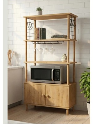 Peka Mutfak Dolabı 4 Raflı 2 Kapaklı – Kahve Köşesi ve Çok Amaçlı Mutfak Standı