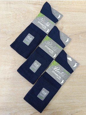 Ünlü Çorap Diabetik Çorap Sıkmayan Boğazlı Siyah 3 Çift