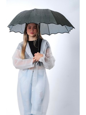 Normadia Rüzgar Dirençli Şemsiye, Yağmur Damlası Desenli Kadın Model