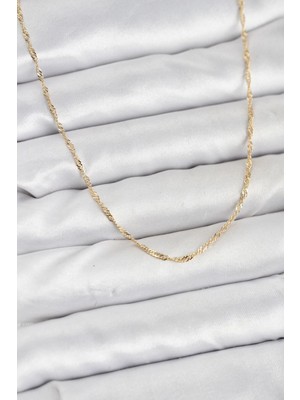 MK Beykoz cm 14K Gold Renk Pirinç Ezme Burgu Model Kadın Kolye