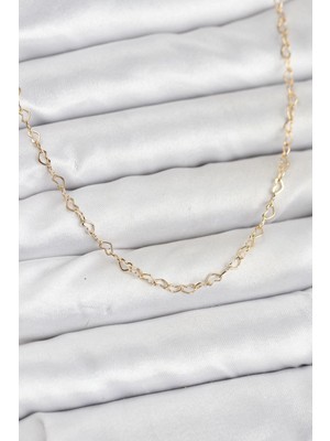 Erbilden Erb cm 14K Gold Renk Kalp Zincirli Kadın Kolye