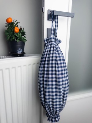 Yuvol Pötikareli Mavi Kumaş Poşetlik 50X35 cm – Poşet Organizeri, Mutfak Poşet Düzenleyici