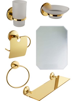 Tesitay Kiraz 5 Li Ayna Seti Gold Renk