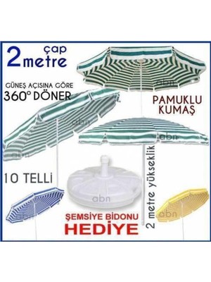 Normadia Büyük Boy Pamuklu Kumaş Şemsiye ve Su Bidonu Seti, Bahçe ve Plaj Keyfi