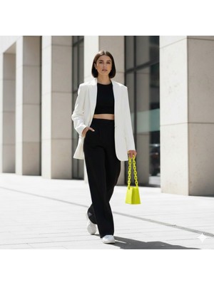 Mottopi Zincirli Dikey Çanta,el ve Omuz Çantası,3d Baskı Çanta-Neon Sarı