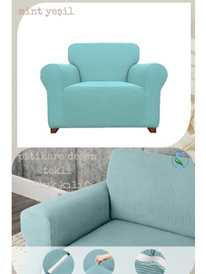 UY STYLE Likrali Tekli Koltuk Kılıfı ,esnekli Lastikli Koltuk Örtüsü Pitikare Desen Tek Kişilik