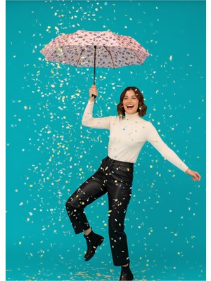 Normadia Çiçek Desenli Kadın Şemsiye, Şık ve Hafif Koruma Aksesuarı