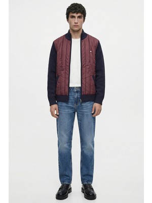 Sementa Kapitone Kombinli Fermuarlı Triko Mont - Bordo - Lacivert