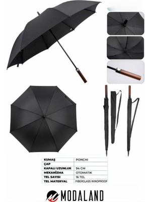 Normadia 16 Telli Rüzgara Dayanıklı Şemsiye, Şık ve Dayanıklı Tasarım