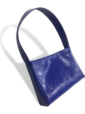 Normadia Şık Lacivert Rugan Orta Boy Kadın Omuz Çantası