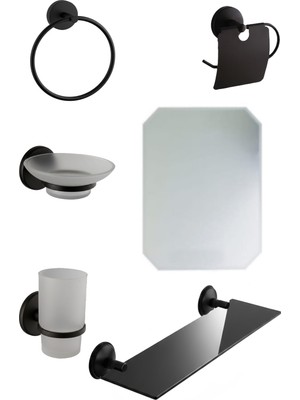 Tesitay Kiraz 5 Li Ayna Seti Siyah Renk