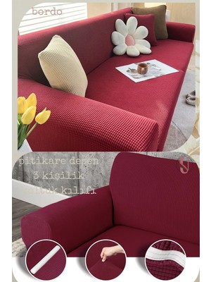 UY STYLE Likrali Koltuk Kılıfı ,esnekli Lastikli Koltuk Örtüsü Pitikare Desen 3kişilik