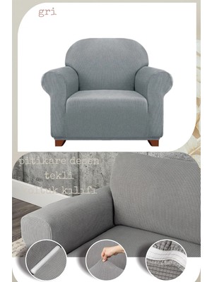 UY STYLE Likrali Tekli Koltuk Kılıfı ,esnekli Lastikli Koltuk Örtüsü Pitikare Desen Tek Kişilik