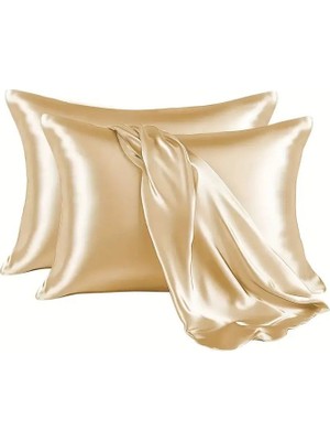 Sylar 2’li  Ipek Dokulu Saten Yastık Kılıfı 50X70 – Altın – Mikrosaten, Saç ve Cilt Dostu