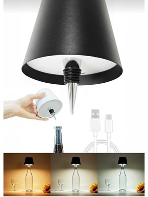 Evinizin Vitrini Dokunmatik 3 Renk USB Şarjlı Şişe Üstü LED Gece Lambası Masa Lambası Ambiyans