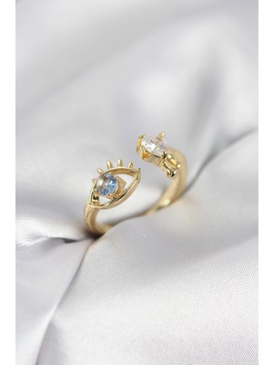 Nuveden Ieg™ Gözyaşı Model Gold Renk Zirkon Taşlı Kadın Yüzük NVDN-RSBJT34