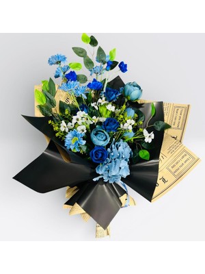 Sedosh Home Vision Mavi Tonlarda Yapay Çiçek Buketi - 70X50CM