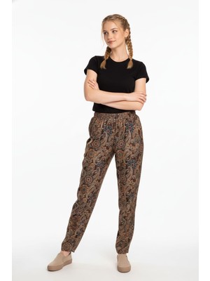 Kadın Bol Paça Beli Lastikli Özel Dikim Renkli Pantolon