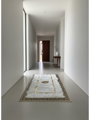 Decomarie Beyaz Toskana Halı – Altın Merkez Detaylı, Doğal Toscana Doğal Kürk Halı