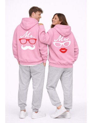 Nevermind Sevgili Kombini Komik Surat Baskılı Siyah Oversize Hoodie Seti Kadın Erkek