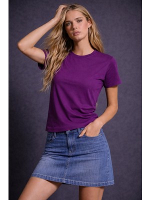 Hakke Kadın Rahat  Basic Interlok Tshirt