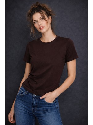 Hakke Kadın Rahat  Basic Interlok Tshirt