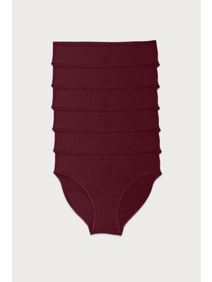 Malabadi Kadın Bordo 6 Lı Paket Modal Dar Kalıp Ara Bel Slip Külot 187