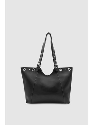 Wuclo Forlin Ayarlanabilir Askılı Metal Halka Detaylı Omuz Çantası Siyah